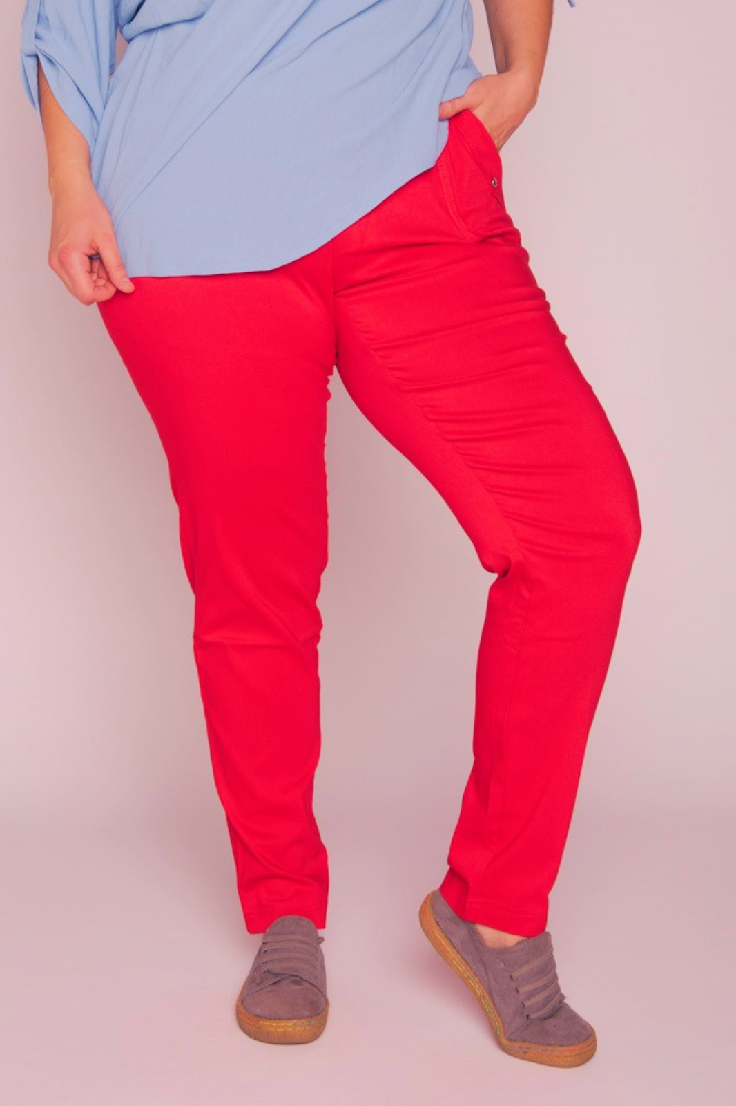 Spodnie z bengaliny Cevlar B09 nogawka zwężana kolor czerwony