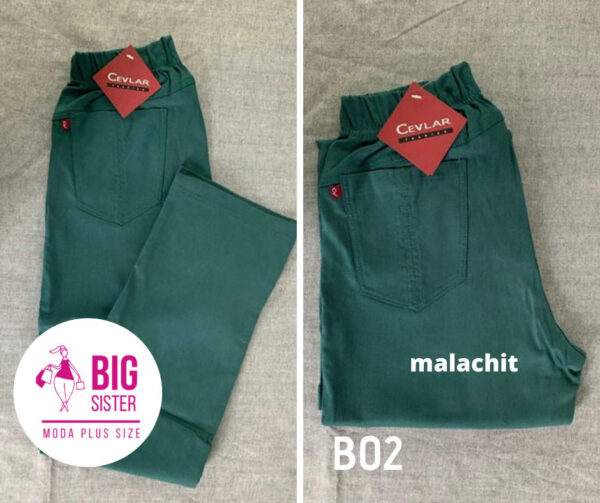 Spodnie z bengaliny Cevlar B02 kolor malachit, plus size XXL