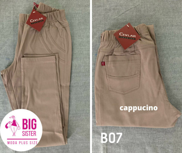Spodnie z bengaliny Cevlar B07 kolor cappucino, plus size XXL