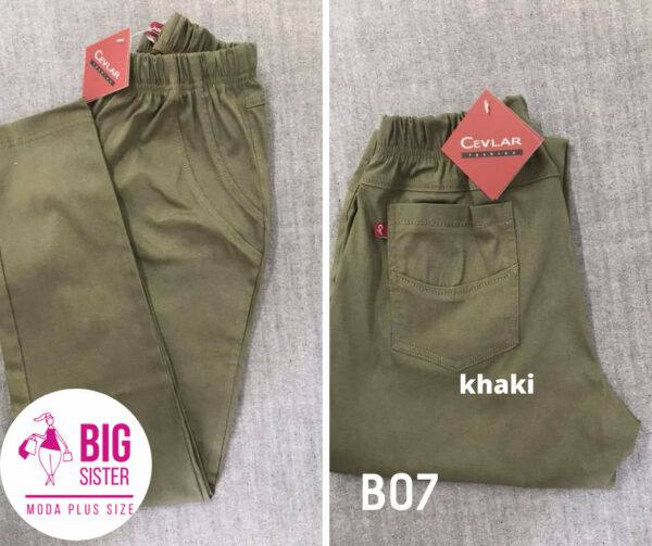 Spodnie z bengaliny Cevlar B07 kolor khaki, plus size XXL
