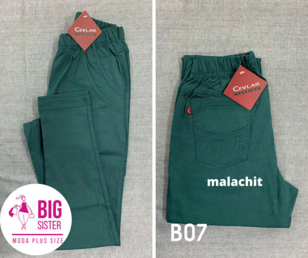 Spodnie z bengaliny Cevlar B07 kolor malachit, plus size XXL