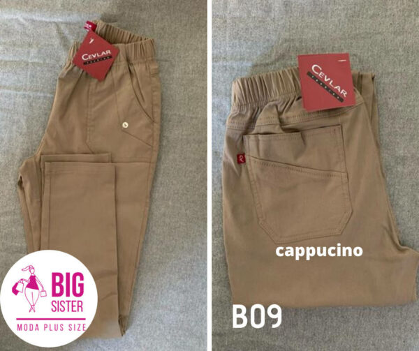 Spodnie z bengaliny Cevlar B09 kolor cappucino, plus size XXL