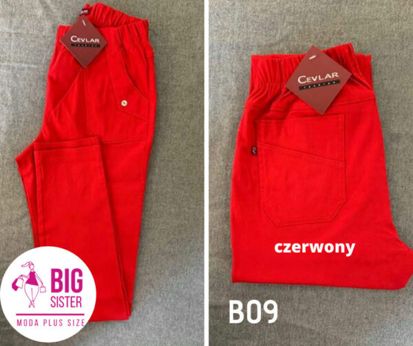 Spodnie z bengaliny Cevlar B09 kolor czerwony, plus size XXL