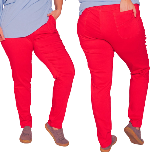 Spodnie z bengaliny Cevlar B09 nogawka zwężana kolor czerwony