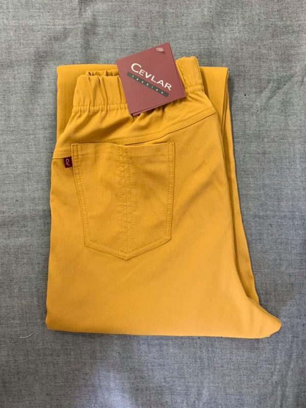 Spodnie z bengaliny B02 kolor musztarda miodowa, plus size XXL