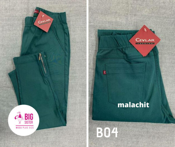 Spodnie z bengaliny Cevlar B04 kolor malachit, plus size XXL
