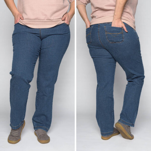 Spodnie z jeansu CEVLAR prosta nogawka kolor granatowy