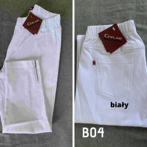 Spodnie z bengaliny Cevlar B04 kolor biały, plus size XXL