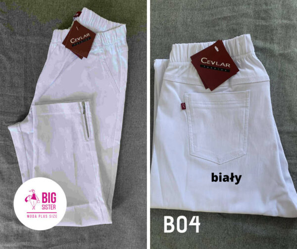 Spodnie z bengaliny Cevlar B04 kolor biały, plus size XXL