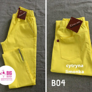 Spodnie z bengaliny Cevlar B04 kolor cytryna limonka, plus size XXL