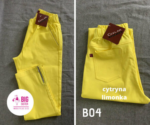 Spodnie z bengaliny Cevlar B04 kolor cytryna limonka, plus size XXL