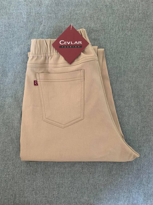Spodnie z bengaliny Cevlar B04 kolor camel, plus size XXL
