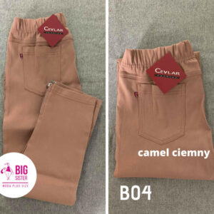Spodnie z bengaliny Cevlar B04 kolor camel ciemny, plus size XXL