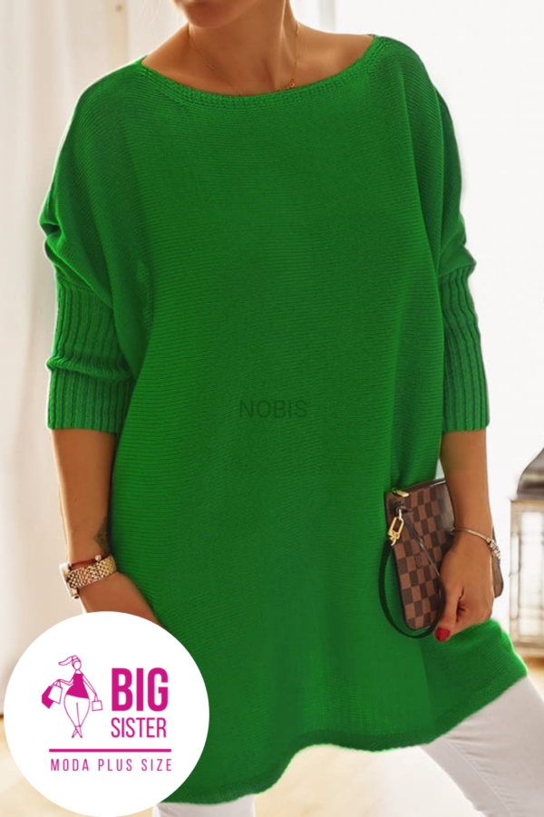 Luźny sweter oversize  z kieszeniami kolor zielony