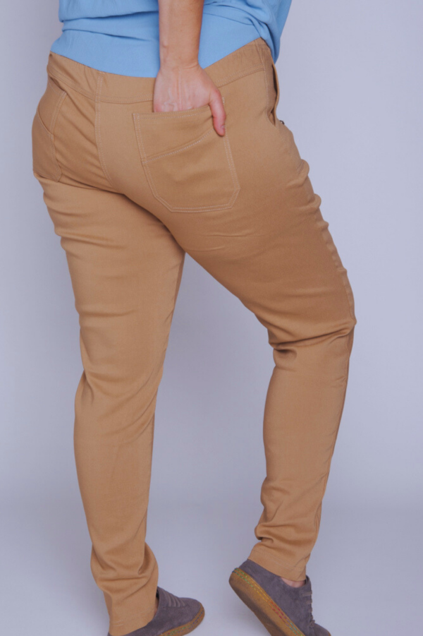 Spodnie z bengaliny CEVLAR B09 nogawka zwężana kolor camel