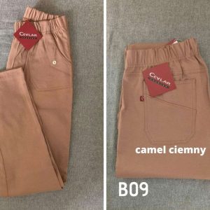 Spodnie z bengaliny Cevlar B09 kolor camel ciemny, plus size XXL