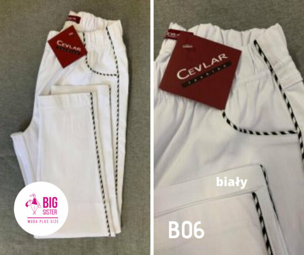 Spodnie z bengaliny Cevlar B06 kolor biały, plus size XXL