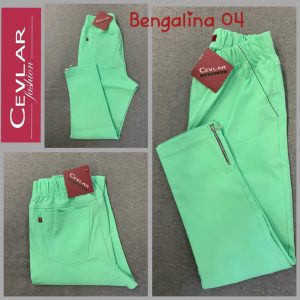 Spodnie z bengaliny Cevlar B04 kolor pistacja, plus size XXL