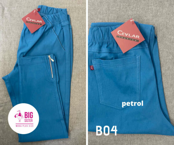 Spodnie z bengaliny Cevlar B04 kolor petrol, plus size XXL