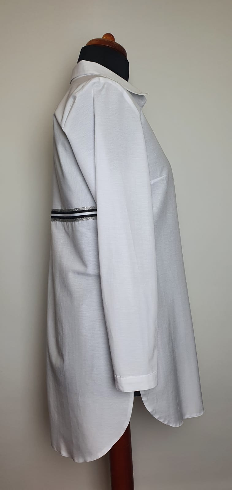 Elegancka koszula z długim rękawem kolor biały plus XXL