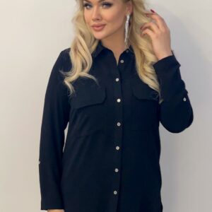 Długa klasyczna koszula Sandra kolor czarny, plus size XXL