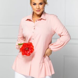 Koszula z falbanką Sandra kolor różowy plus size XXL