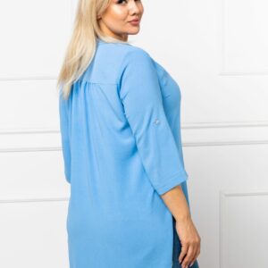 Długa koszula SANDRA ze stójką kolor niebieski