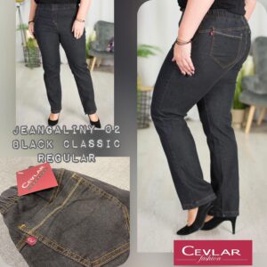 Klasyczne jeansy CEVLAR proste nogawki kolor czarny