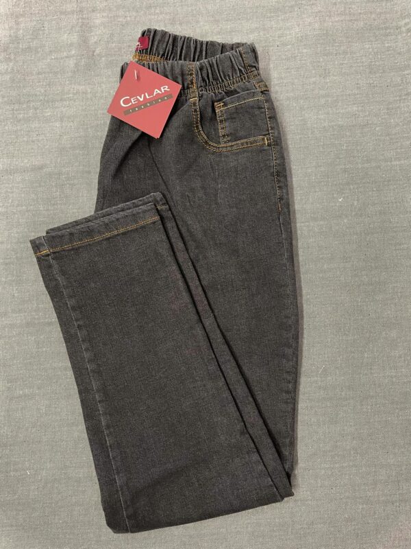 Spodnie z jeansu Cevlar zwężana nogawka kolor czarny