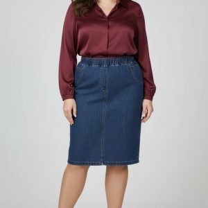 Spódnica jeans CEVLAR Luna kolor granatowy