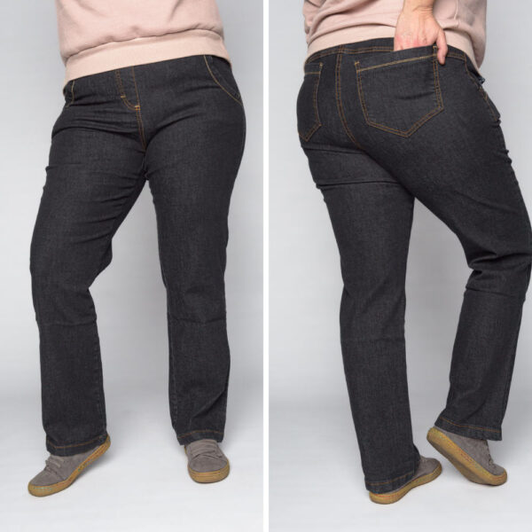 Klasyczne jeansy CEVLAR proste nogawki kolor czarny
