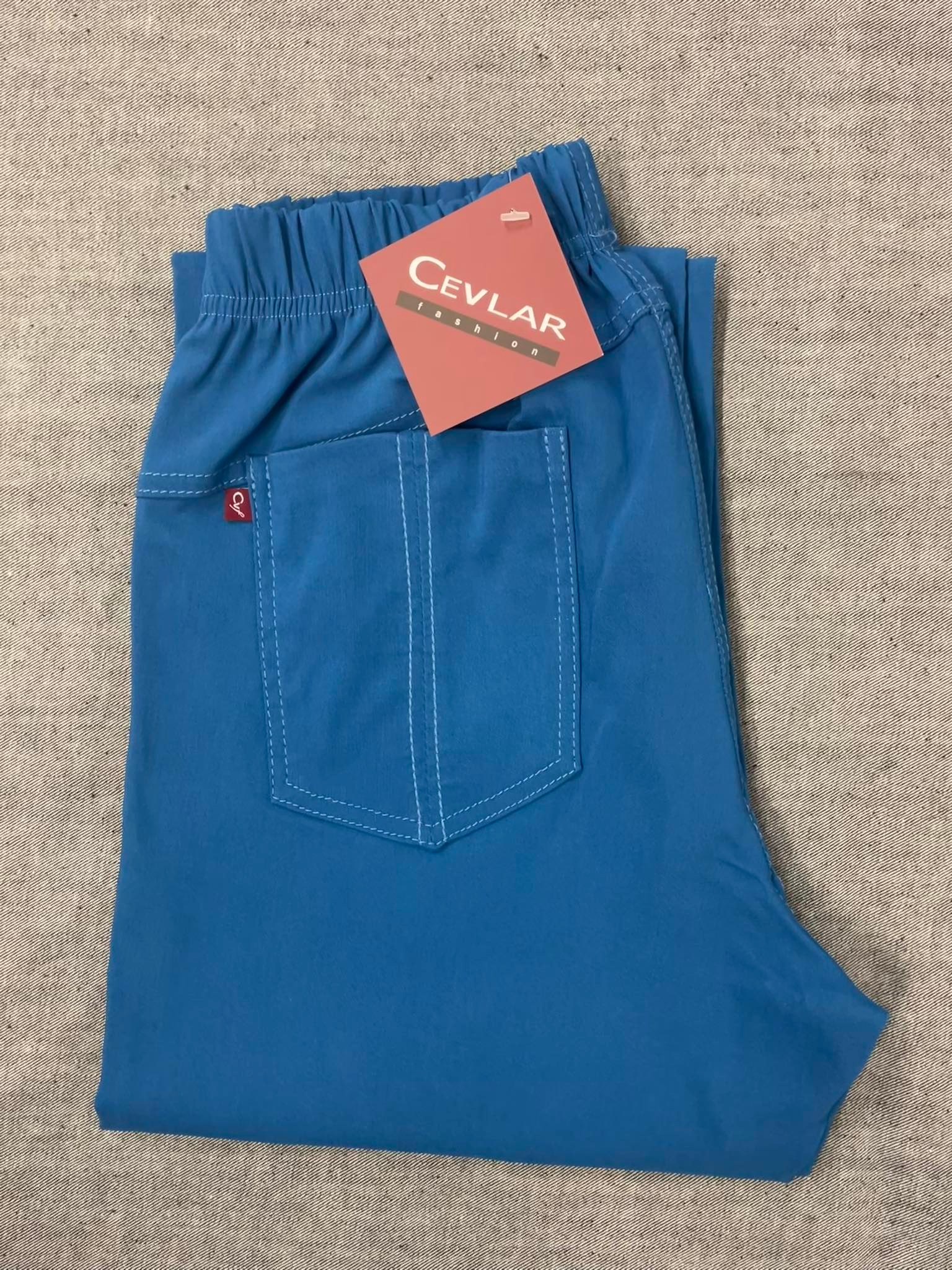 Spodnie z bengaliny Cevlar B02 prosta nogawka kolor petrol