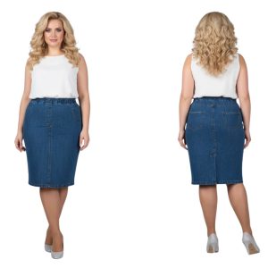 Spódnica jeans CEVLAR Luna kolor granatowy