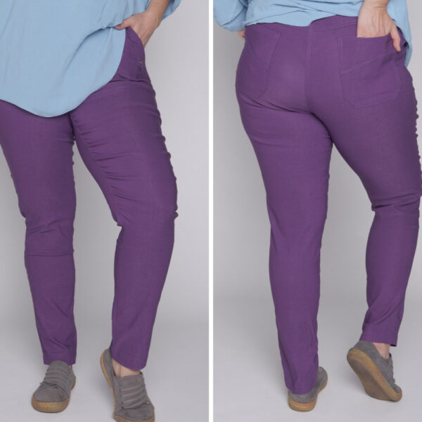 Spodnie z bengaliny Cevlar B09 nogawka zwężana kolor śliwka