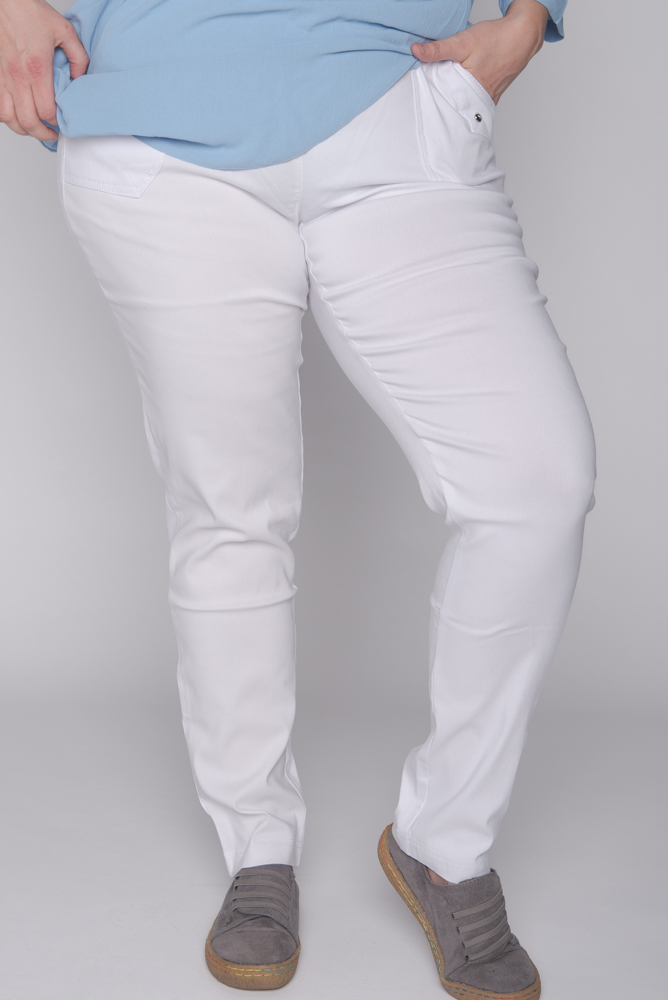 Spodnie z bengaliny Cevlar B09 nogawka zwężana kolor biały
