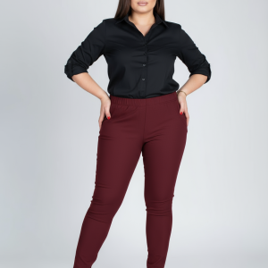 Spodnie CEVLAR zwężona nogawka kolor bordowy