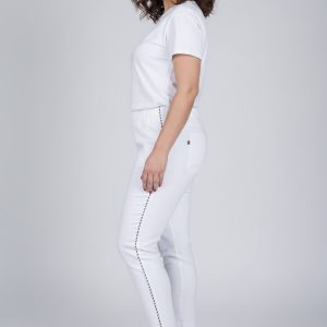 Spodnie CEVLAR z lamówką kolor biały