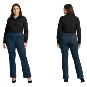 Jeansy CEVLAR typu dzwon kolor granatowy