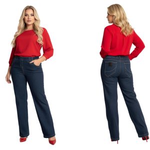 Spodnie z jeansu CEVLAR - WIDE LEG szeroka nogawka kolor granatowy