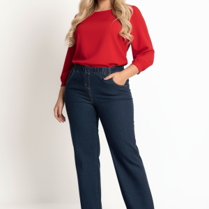 Spodnie z jeansu CEVLAR - WIDE LEG szeroka nogawka kolor granatowy