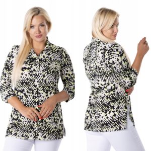 Koszula Sandra z printem multikolor rękaw 3/4 rozmiar 48