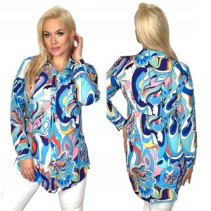 Długa elegancka koszula SANDRA malowanki 46