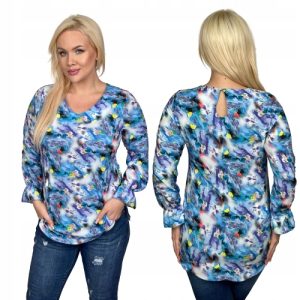 Elegancka bluzka Sandra wzór niebieskie plamy rozmiar 58