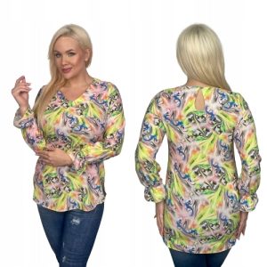 Elegancka bluzka Sandra wzór języki limonka rozmiar 46