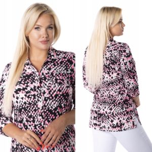 Koszula Sandra z printem multikolor rękaw 3/4 rozmiar 46