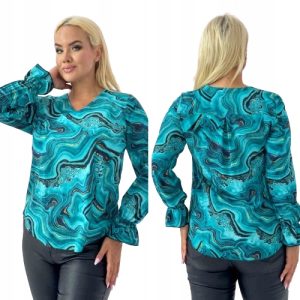 Elegancka bluzka Sandra wzór alabaster turkus rozmiar 58