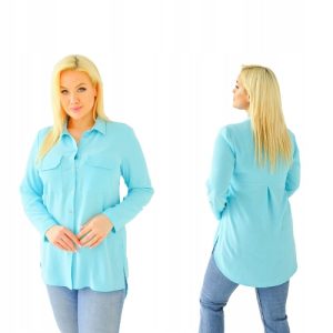 Długa klasyczna koszula Sandra kolor błękitny rozmiar 56