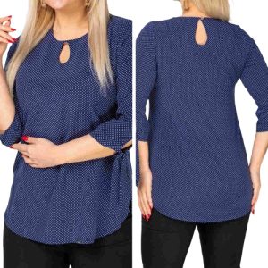 Casualowa tunika SANDRA o taliowanym kroju kolor granatowy rozmiar 60