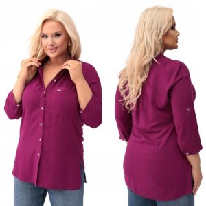 Elegancka koszula o klasycznym kroju kolor jagodowy rozmiar 46