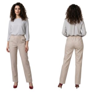 Spodnie letnie lniane CEVLAR regular kolor beżowy rozmiar 42-58